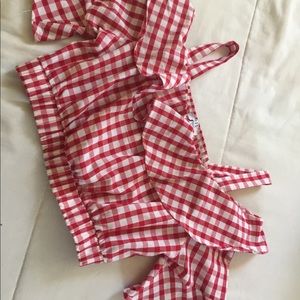 Checkered red & white crop top